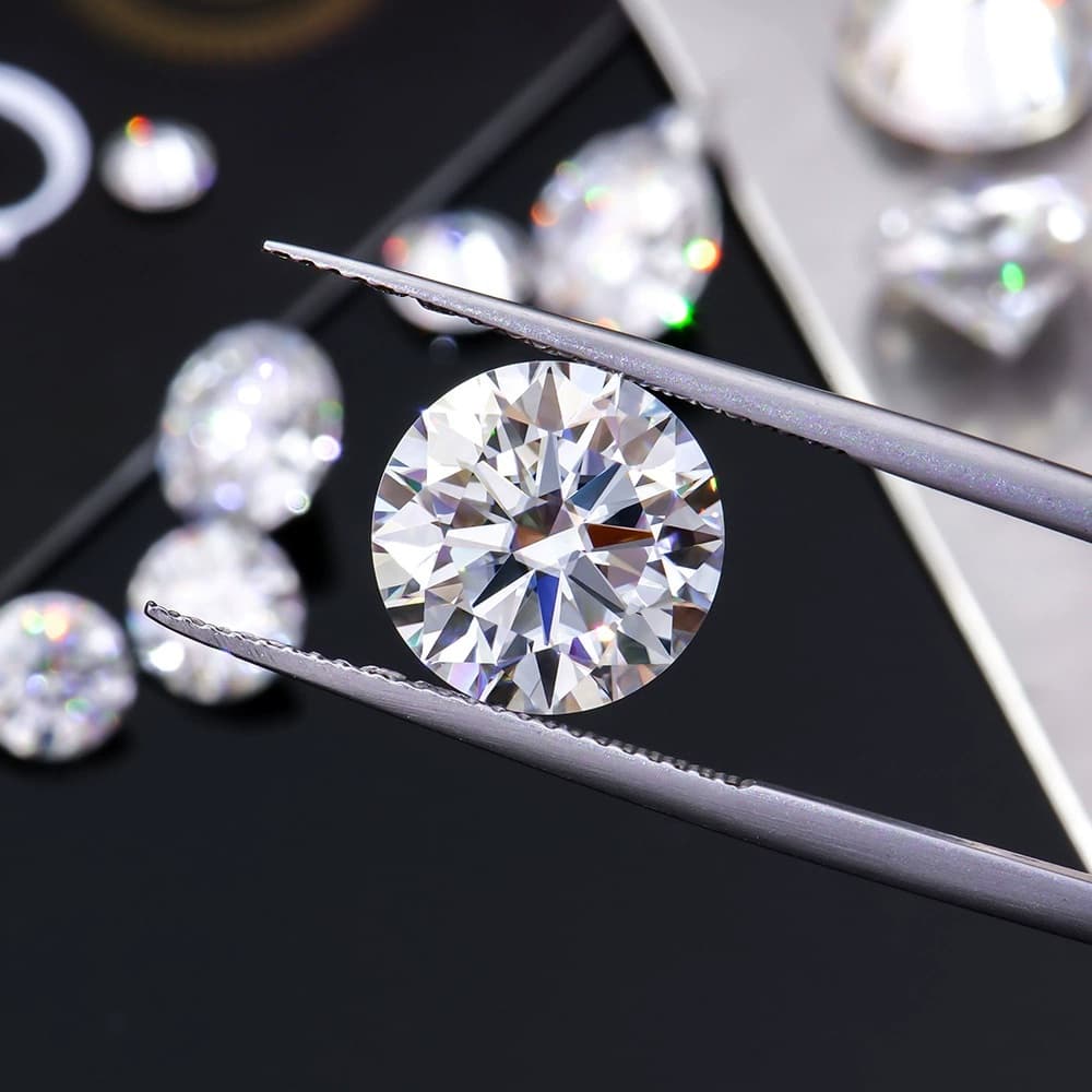 Luxury moissanite and lab-grown diamond close up
